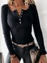 Buckle Plain Loose Casual T-Shirt