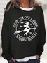 Witch print round neck women's pullover sweatshirt