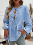 Plaid Crew Neck Casual Loose Blouse