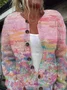 Women's Pink Art Oil Painting Breast Cancer Cardigan