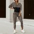 Loose Geometric V Neck Casual Two-Piece Set