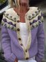 Purple flower button knit cardigan