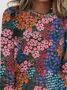 Floral printed casual round neck women's T-shirt