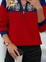 Ethnic Zipper Crew Neck Vintage Sweatshirt