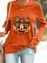 Leopard Coquette Bow Pumpkin Print Casual Sweatshirt