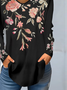Floral print casual V-neck women's T-shirt