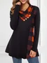 Crew Neck Casual Plaid Loose Blouse