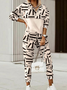 Loose Geometric V Neck Casual Two-Piece Set