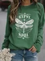 Hippie soul dragonfly print women's pullover sweatshirt