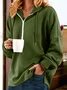 Loose Casual Zipper Plain Sweatshirt