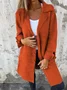 Women's Solid Color Lapel Cardigan with Pockets Single Breasted Mid-Length Jacket