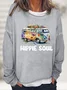 Hippie Cotton-Blend Crew Neck Casual Sweatshirt
