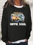 Hippie Cotton-Blend Crew Neck Casual Sweatshirt