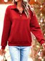 Shawl Collar Casual Plain Loose Sweatshirt