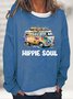 Hippie Cotton-Blend Crew Neck Casual Sweatshirt