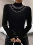 Turtleneck Hot Drilling Loose Casual Blouse