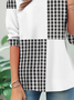 Plaid printed casual round neck T-shirt