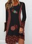 Crew Neck Ethnic Vintage Dress