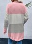 Casual Color Block Wool/Knitting Cardigan