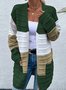 Casual Color Block Wool/Knitting Cardigan