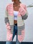 Casual Color Block Wool/Knitting Cardigan