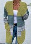 Casual Color Block Wool/Knitting Cardigan