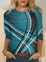 Women's Long Sleeve T-shirt Spring/Fall Blue Geometric Jersey Crew Neck Daily Going Out Casual Top
