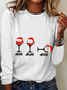 Christmas Wine Glasses Casual Long Sleeve Shirt