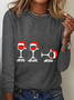Christmas Wine Glasses Casual Long Sleeve Shirt