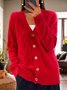 Yarn/Wool Yarn Casual Pocket Stitching Loose Cardigan