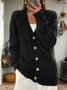 Yarn/Wool Yarn Casual Pocket Stitching Loose Cardigan