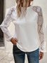 Women's Split Joint Lace Crew Neck Casual Top