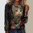 Casual Floral Jersey Crew Neck T-Shirt