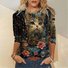 Casual Floral Jersey Crew Neck T-Shirt