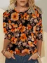 Casual Floral Jersey Loose T-Shirt