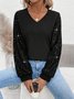 Casual V Neck Glitter Blouse