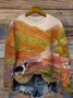 Loose Vintage Floral Sweater