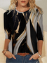 Geometric Crew Neck Loose Casual T-Shirt