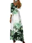 Floral Loose Casual V Neck Dress With No