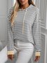 Loose Zipper Casual Striped Sweatshirt