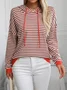 Loose Zipper Casual Striped Sweatshirt