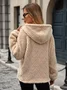 Plain Loose Casual Zipper Hoodie With No