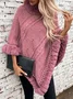 Fur Collar Elegant Plain Crew Neck Cloak