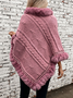 Fur Collar Elegant Plain Crew Neck Cloak
