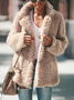 Fluff Plain Casual Loose Teddy Jacket