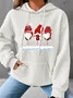 Wine Glasses Gnomies Christmas Simple Loose Hoodie