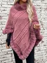 Fur Collar Elegant Plain Crew Neck Cloak