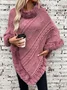 Fur Collar Elegant Plain Crew Neck Cloak