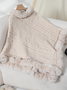 Fur Collar Elegant Plain Crew Neck Cloak
