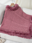 Fur Collar Elegant Plain Crew Neck Cloak